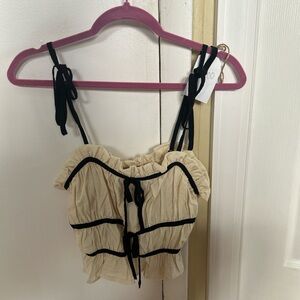 Cream ruffled crop top